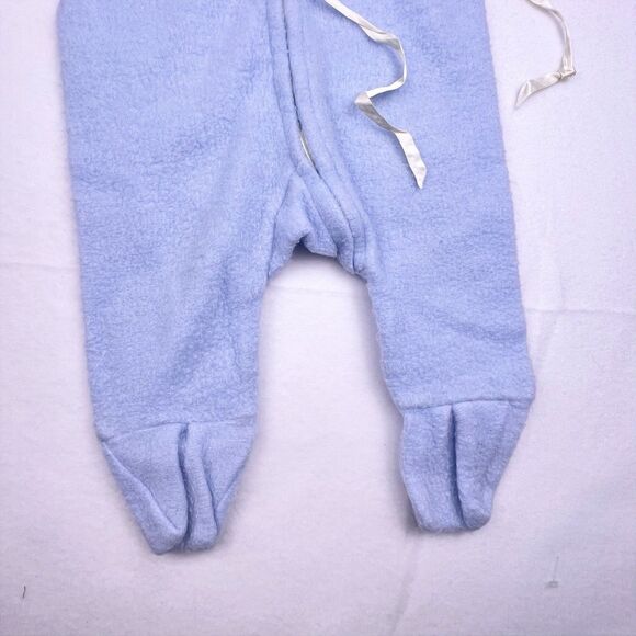 VTG Carter’s Retro White/Blue Fleece Hooded Bunting Footed Sz Small to 15 lbs - Picture 6 of 16